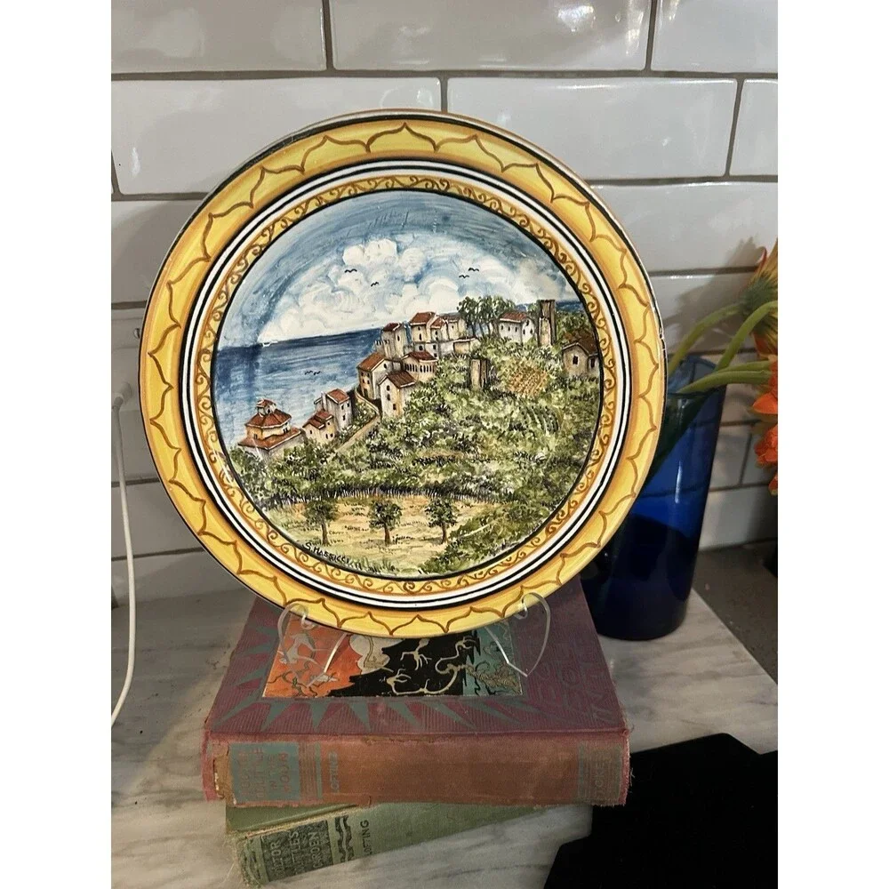Vietri Pottery 10” Wall Plate Sorrento Scenery Landscape Hand painted Italy